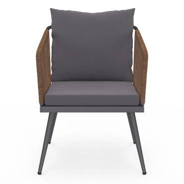 Salon de jardin Florida 2 places gris anthracite et effet rotin