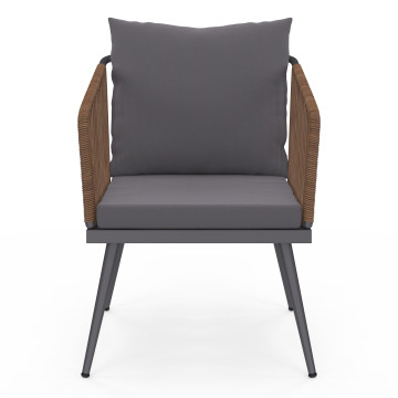 Salon de jardin Florida 2 places gris anthracite et effet rotin