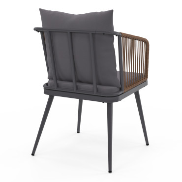 Salon de jardin Florida 2 places gris anthracite et effet rotin