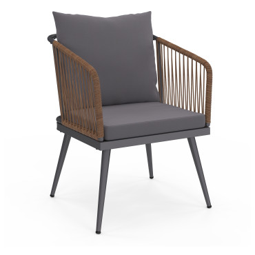 Salon de jardin Florida 2 places gris anthracite et effet rotin