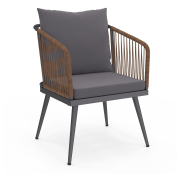 Salon de jardin Florida 2 places gris anthracite et effet rotin