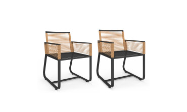Chaises de jardin Varna effet rotin et noir  - lot de 2