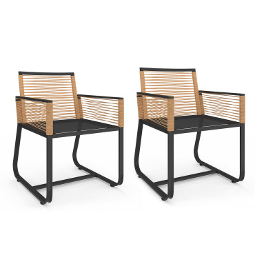 Chaises de jardin Varna effet rotin et noir  - lot de 2