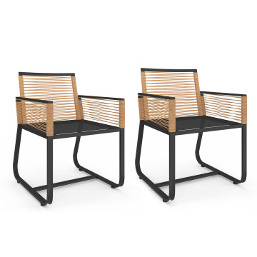 Chaises de jardin Varna effet rotin et noir  - lot de 2