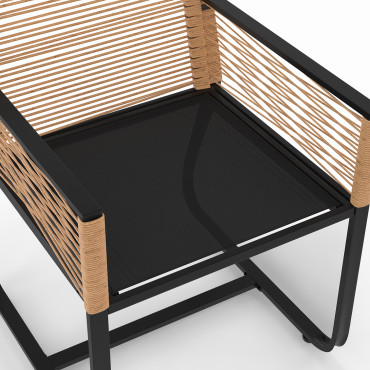 Chaises de jardin Varna effet rotin et noir  - lot de 2