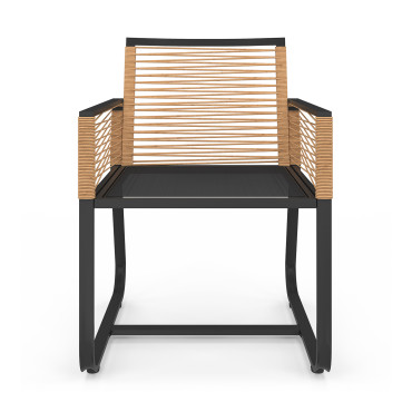 Chaises de jardin Varna effet rotin et noir  - lot de 2