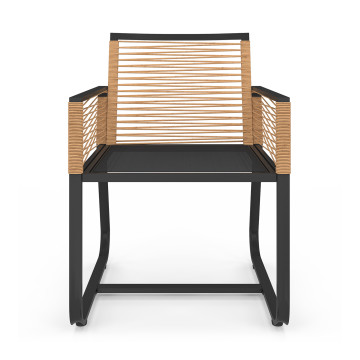 Chaises de jardin Varna effet rotin et noir  - lot de 2