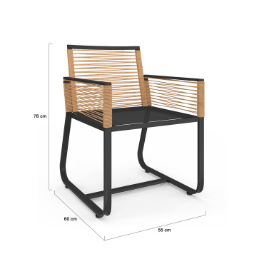 Chaises de jardin Varna effet rotin et noir  - lot de 2