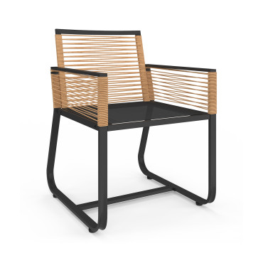 Chaises de jardin Varna effet rotin et noir  - lot de 2