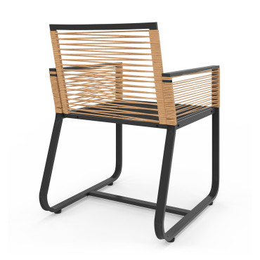 Chaises de jardin Varna effet rotin et noir  - lot de 2