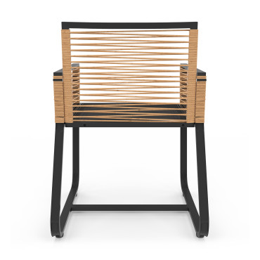 Chaises de jardin Varna effet rotin et noir  - lot de 2