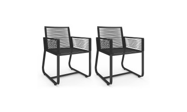 Chaises de jardin Varna noir  - lot de 2