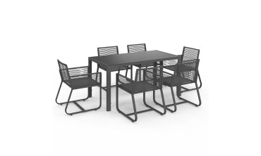 Salon de jardin Varna  6 places gris anthracite