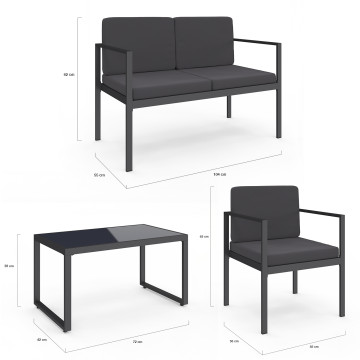Salon de jardin Pemba 4 places gris