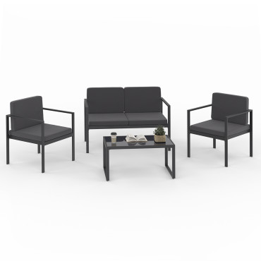 Salon de jardin Pemba 4 places gris