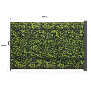 Paravent rétractable occultant 400x180cm motif feuillage