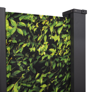 Paravent rétractable occultant 400x180cm motif feuillage
