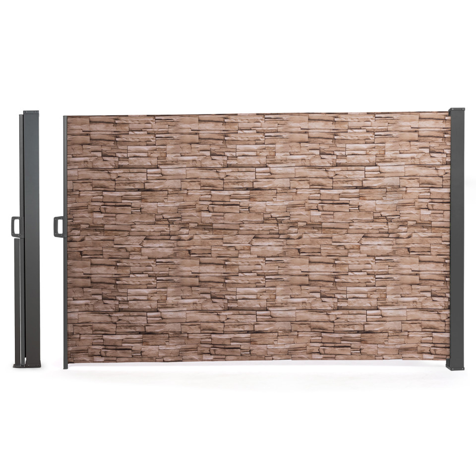 Paravent rétractable occultant 400x180cm motif pierre Paravent rétractable occultant 400x180cm motif pierre