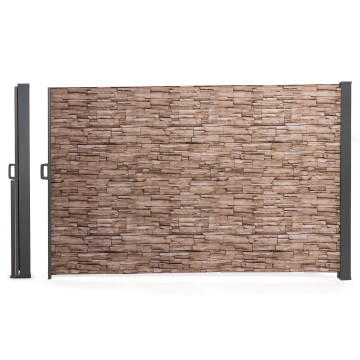Paravent rétractable occultant 400x180cm motif pierre