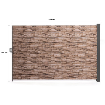 Paravent rétractable occultant 400x180cm motif pierre