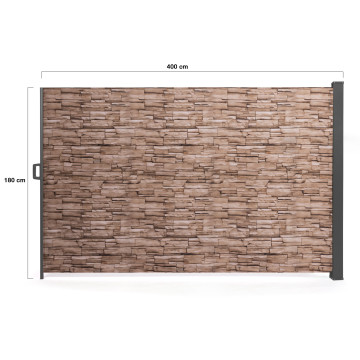Paravent rétractable occultant 400x180cm motif pierre