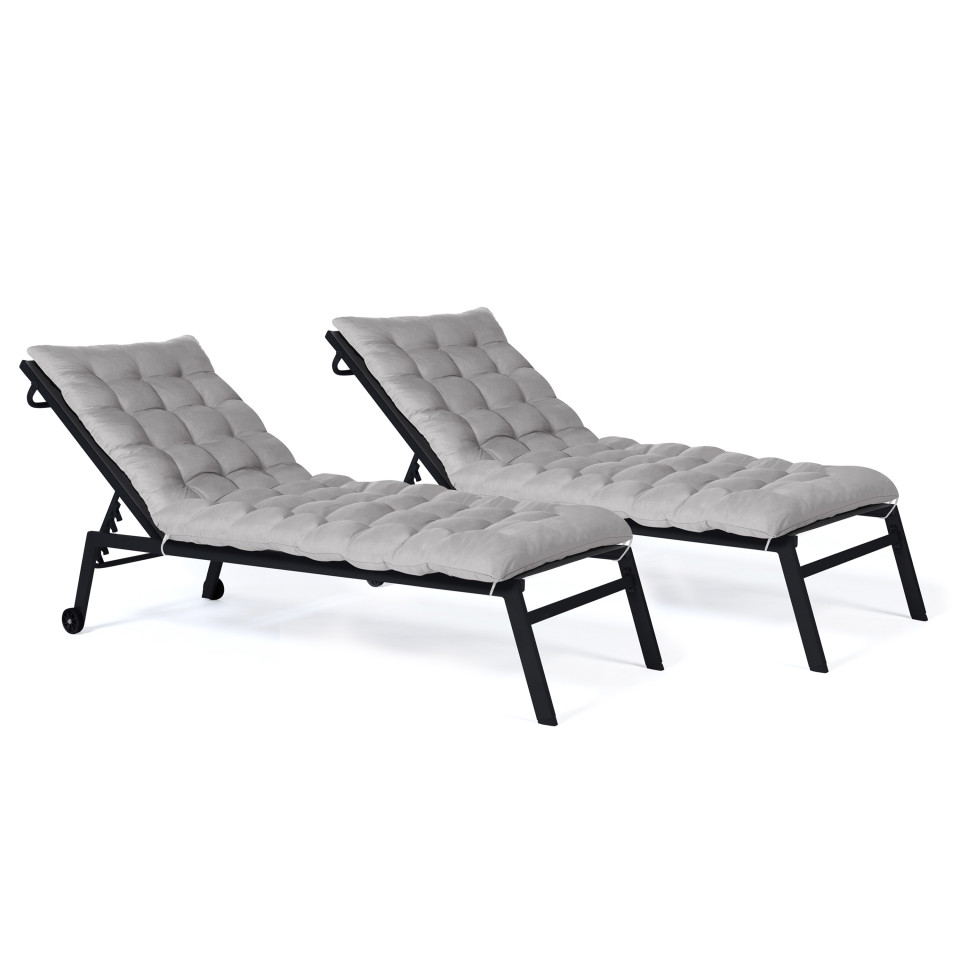 Lot de 2 coussins universels pour bain de soleil gris Lot de 2 coussins universels pour bain de soleil gris