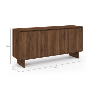 Buffet Yumi 4 portes effet noyer L160cm