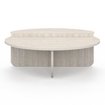 Tables basses rondes asymétriques effet travertin