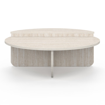 Tables basses rondes asymétriques effet travertin