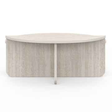Tables basses rondes asymétriques effet travertin