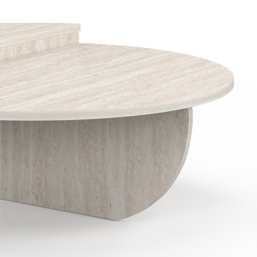 Tables basses rondes asymétriques effet travertin