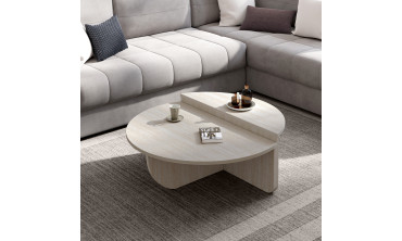 Tables basses rondes asymétriques effet travertin