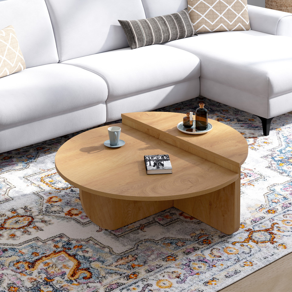 Tables basses rondes asymétriques effet bois Tables basses rondes asymétriques effet bois