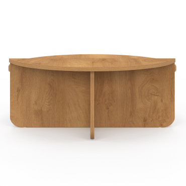 Tables basses rondes asymétriques effet bois