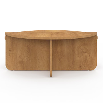 Tables basses rondes asymétriques effet bois
