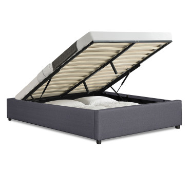 Lit coffre Otto tissu gris avec sommier 160x200cm