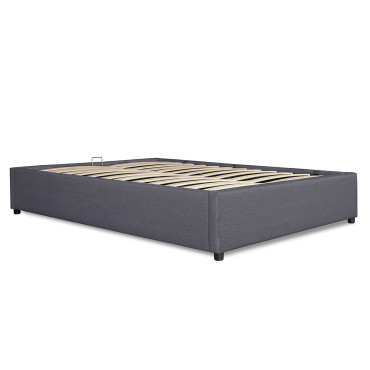 Lit coffre Otto tissu gris avec sommier 160x200cm