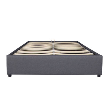 Lit coffre Otto tissu gris avec sommier 160x200cm