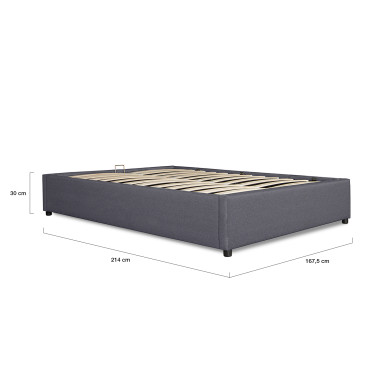 Lit coffre Otto tissu gris avec sommier 160x200cm