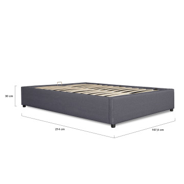 Lit coffre Otto tissu gris avec sommier 160x200cm
