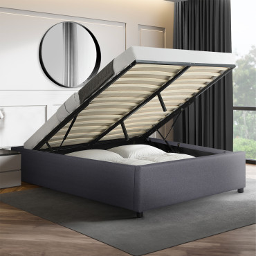 Lit coffre Otto tissu gris avec sommier 160x200cm