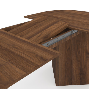 Table repas Gabin plateau extensible 160-200cm effet noyer et pieds design