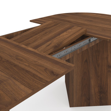 Table repas Gabin plateau extensible 160-200cm effet noyer et pieds design