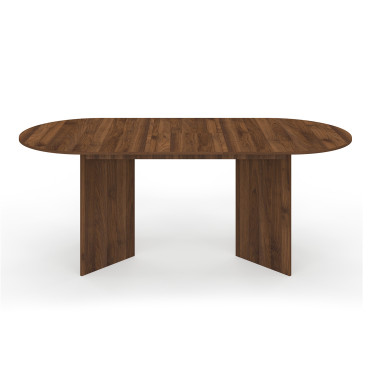 Table repas Gabin plateau extensible 160-200cm effet noyer et pieds design