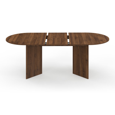 Table repas Gabin plateau extensible 160-200cm effet noyer et pieds design