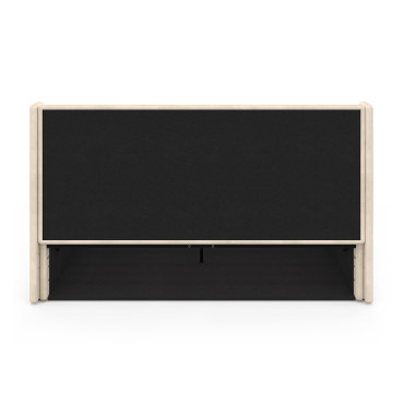 Lit coffre Lucia en velours beige avec sommier et tête de lit 140x190cm