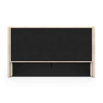 Lit coffre Lucia en velours beige avec sommier et tête de lit 140x190cm