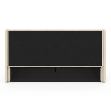 Lit coffre Lucia en velours beige avec sommier et tête de lit 160x200cm
