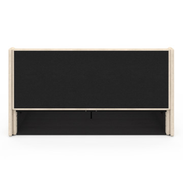 Lit coffre Lucia en velours beige avec sommier et tête de lit 160x200cm