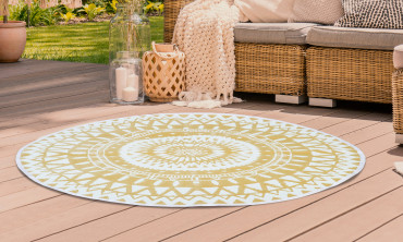 Tapis exterieur rond 150cm Maori beige